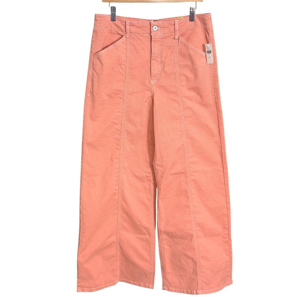 Maeve Delaney Wide Leg Womens 32 Peach Cotton Blend High Waist Cropped Pants